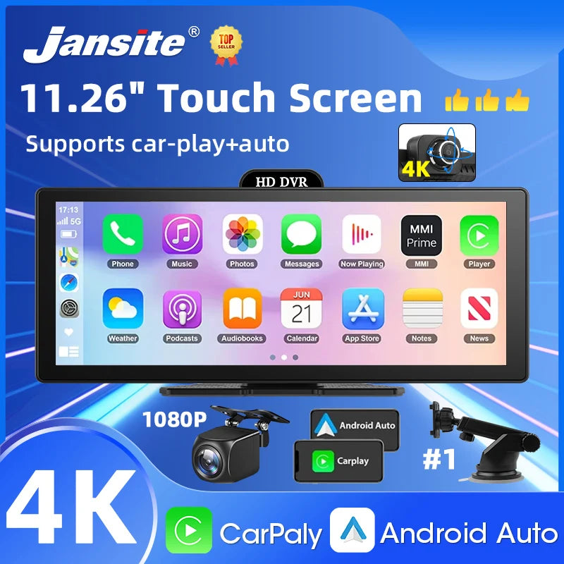 10/11.26 Inch 4K DVR Wireless CarPlay & Android Auto Dash Cam