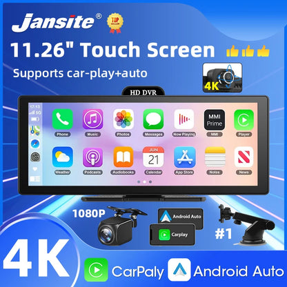 10/11.26 Inch 4K DVR Wireless CarPlay & Android Auto Dash Cam