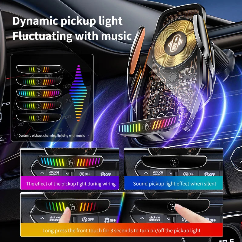 66W Magnetic Car Phone Holder 15W Wireless Fast Charger Car Stand