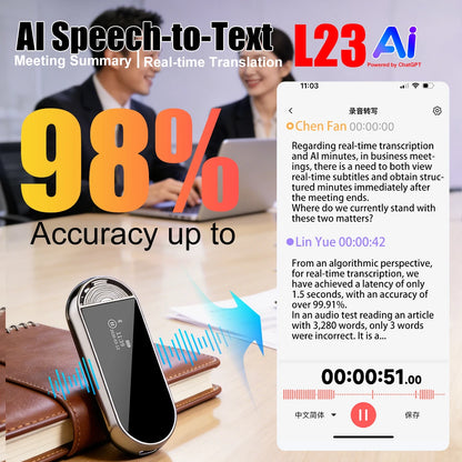 Upgraded AI Voice Recorder, 72 Languages, 99.91% Accuracy