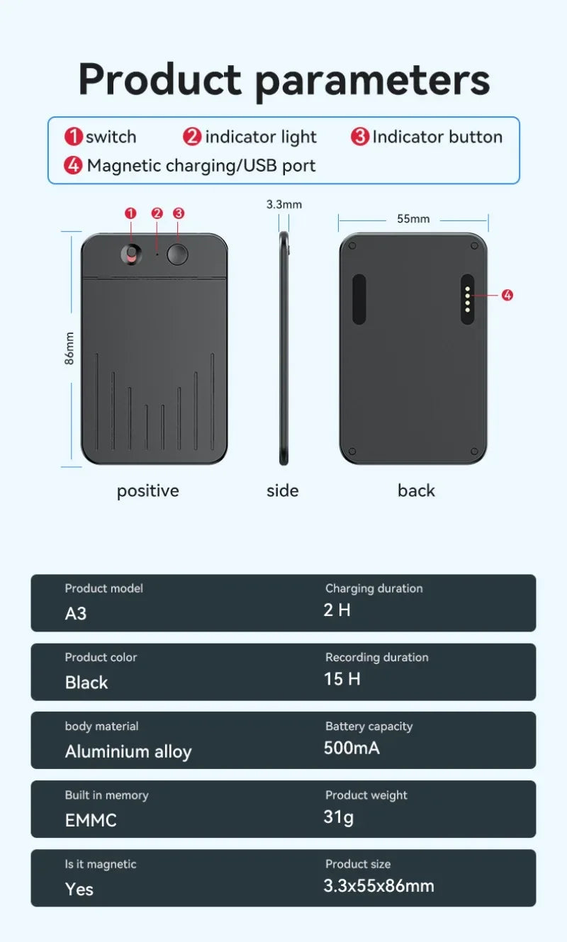 AI Voice Recorder APP Control AI Notetaking Device