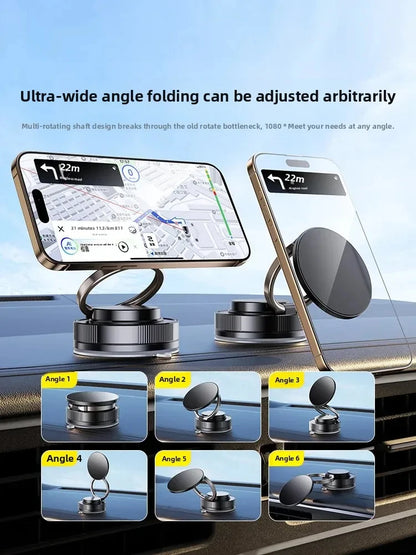Metal Vacuum Magnetic Car Phone Holder Foldable Design