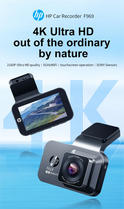 HP F969 dash cam car camera 4k HD night vision WiFi DVR