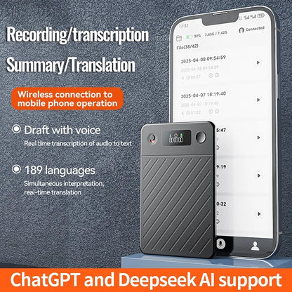 AI Voice Recorder with Display Screen 8-256GB Intelligent Note