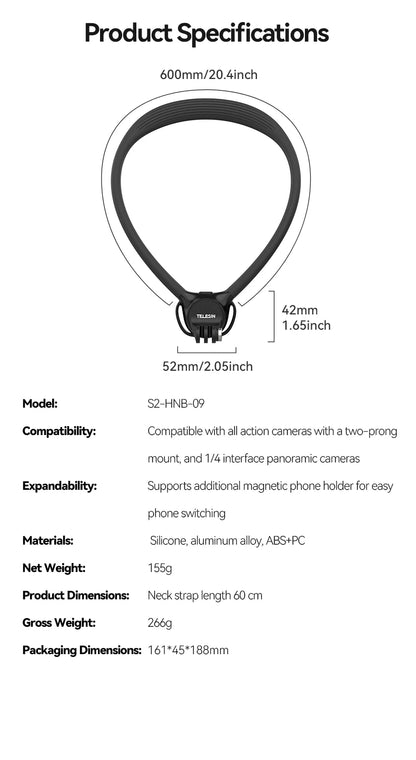 TELESIN Phone Action Camera 2 in 1 Neck Hold Mount
