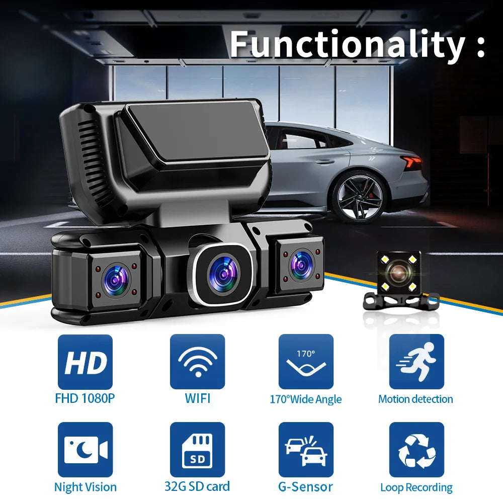 New WIFI 4Channel 360 Degree  Car Dvr 1080P Video Recorder