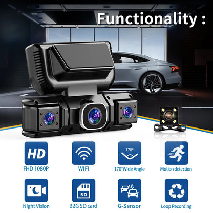 New WIFI 4Channel 360 Degree  Car Dvr 1080P Video Recorder