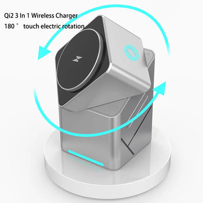 New Qi2 3 in 1 Touch Button Rotating Magnetic Wireless Charger
