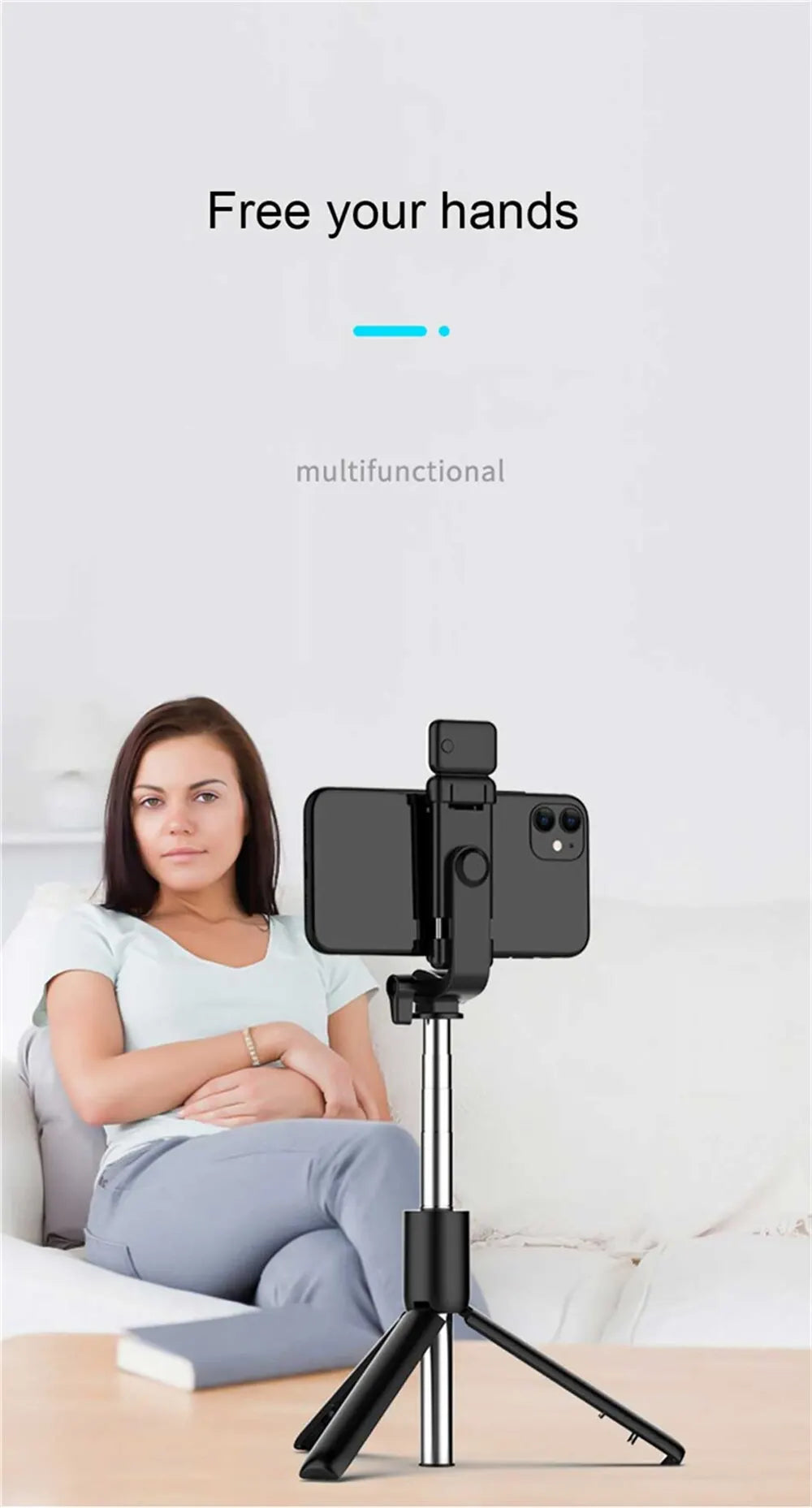 Portable Bluetooth Selfie Stick Tripod Holder with Remote Shutter
