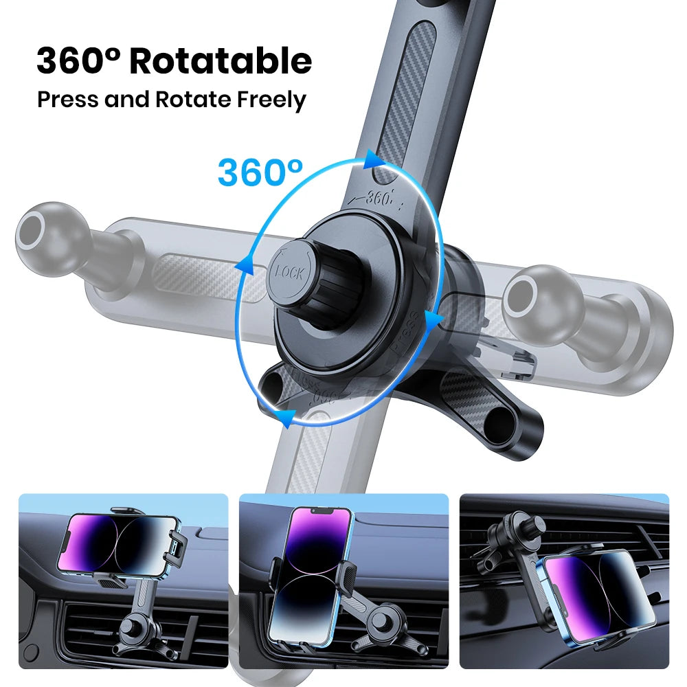 TOPK D42T Car Phone Mount Extended Arm 3-Point Support