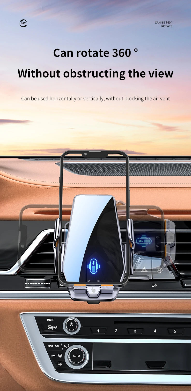 Max 66W Magnetic Head Car Phone Holder 15W Wireless Charger