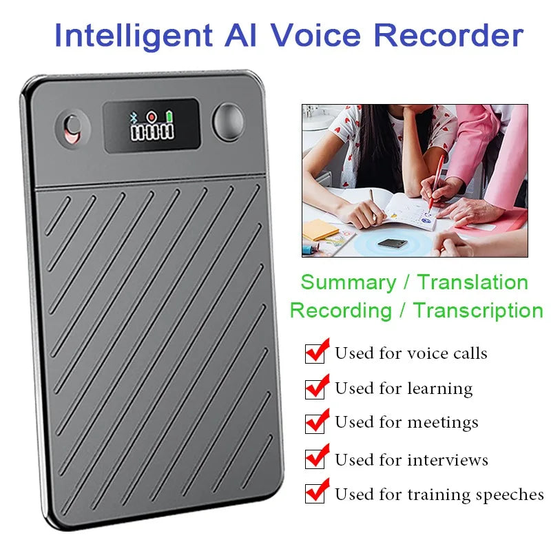 AI Voice Recorder with Display Screen 8-256GB Intelligent Translation