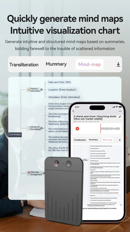 AI Voice Recorder APP Control AI Notetaking Device