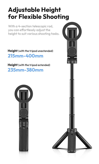 Magnetic Phone Tripod Wireless Phone Grip Selfie Stick
