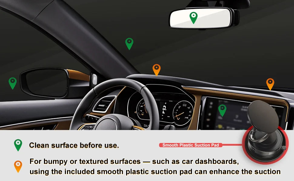 Suction Cup Phone Mount Magnetic Phone Holder for Car 360°