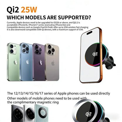 25W Magnetic Car Mount Charger Suction Cup Phone Mount