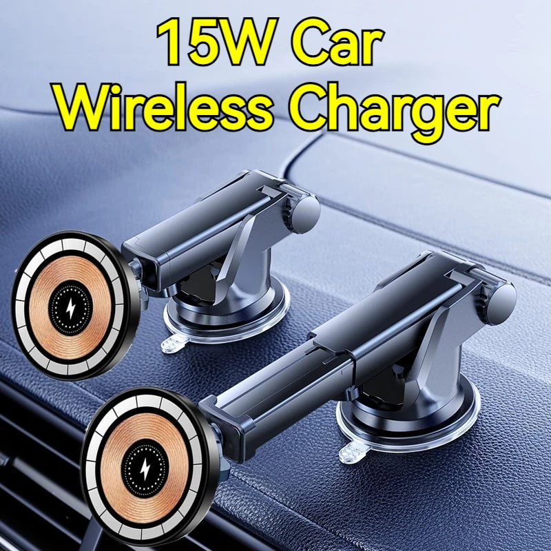 15W Car Magnetic Wireless Charger Holder with Metal Body