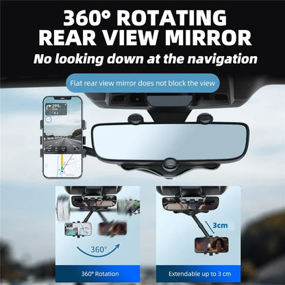 360° Car Rearview Mirror Phone Holder for Car Mount Stand