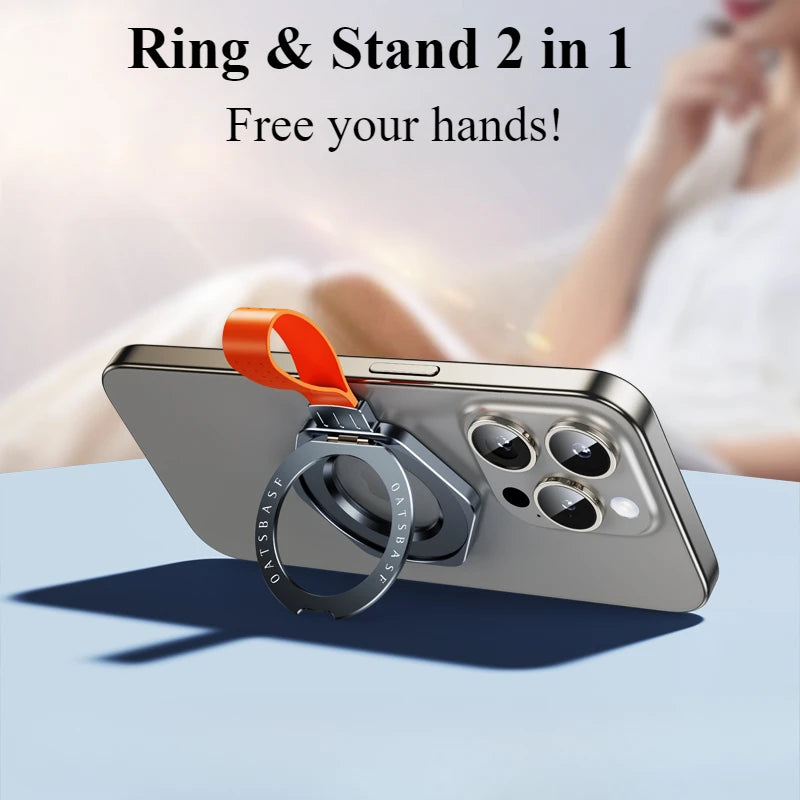 Metal Magnetic Phone Stand Adjustable with Silicone Lanyard
