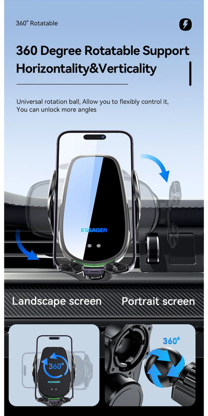 Essager Qi 15W Wireless Charger Car Phone Holder In Car Air Vent