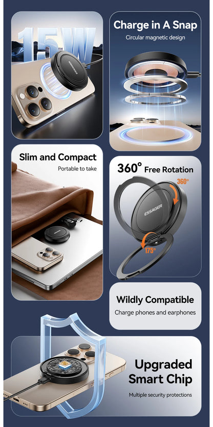 Magnetic 15W Wireless Charger Fast Charging Pad Stand