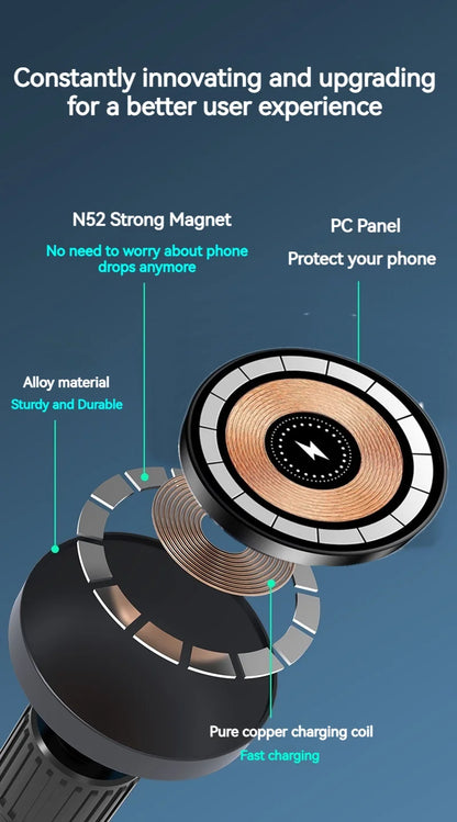 15W Universal Magnetic Car Phone Wireless Charger Holder