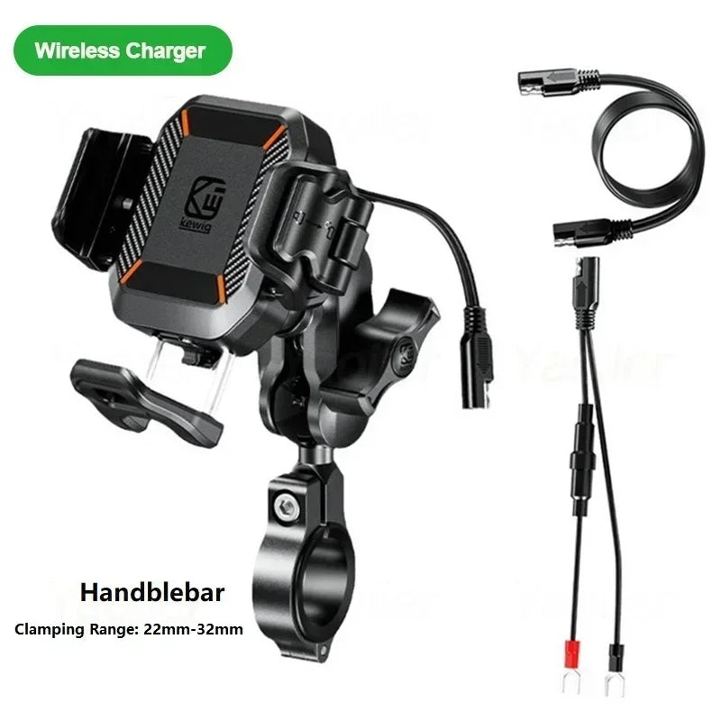 Motorcycle Phone Holder Shockproof 15W Wireless Charger