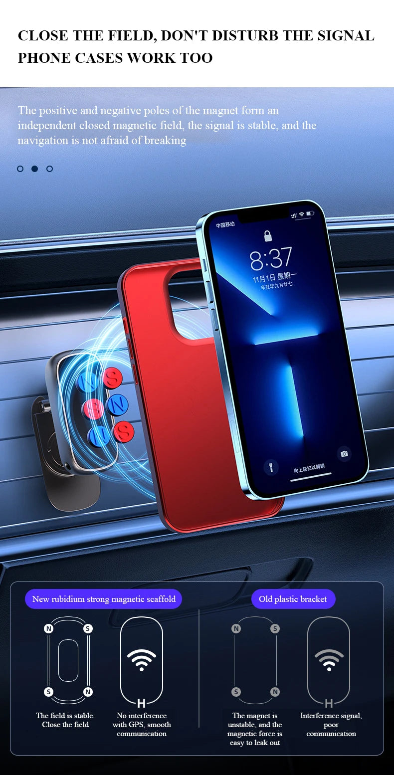 Magnetic Car Mount All-Metal Strongest Magnet Foldable
