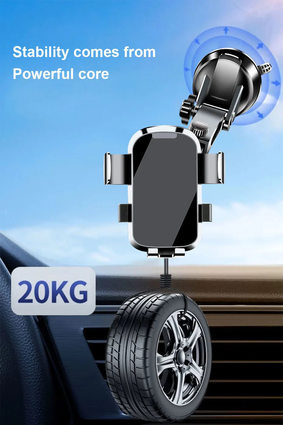 SEAMETAL Dashboard Phone Holder for Car Stable Suction Cup