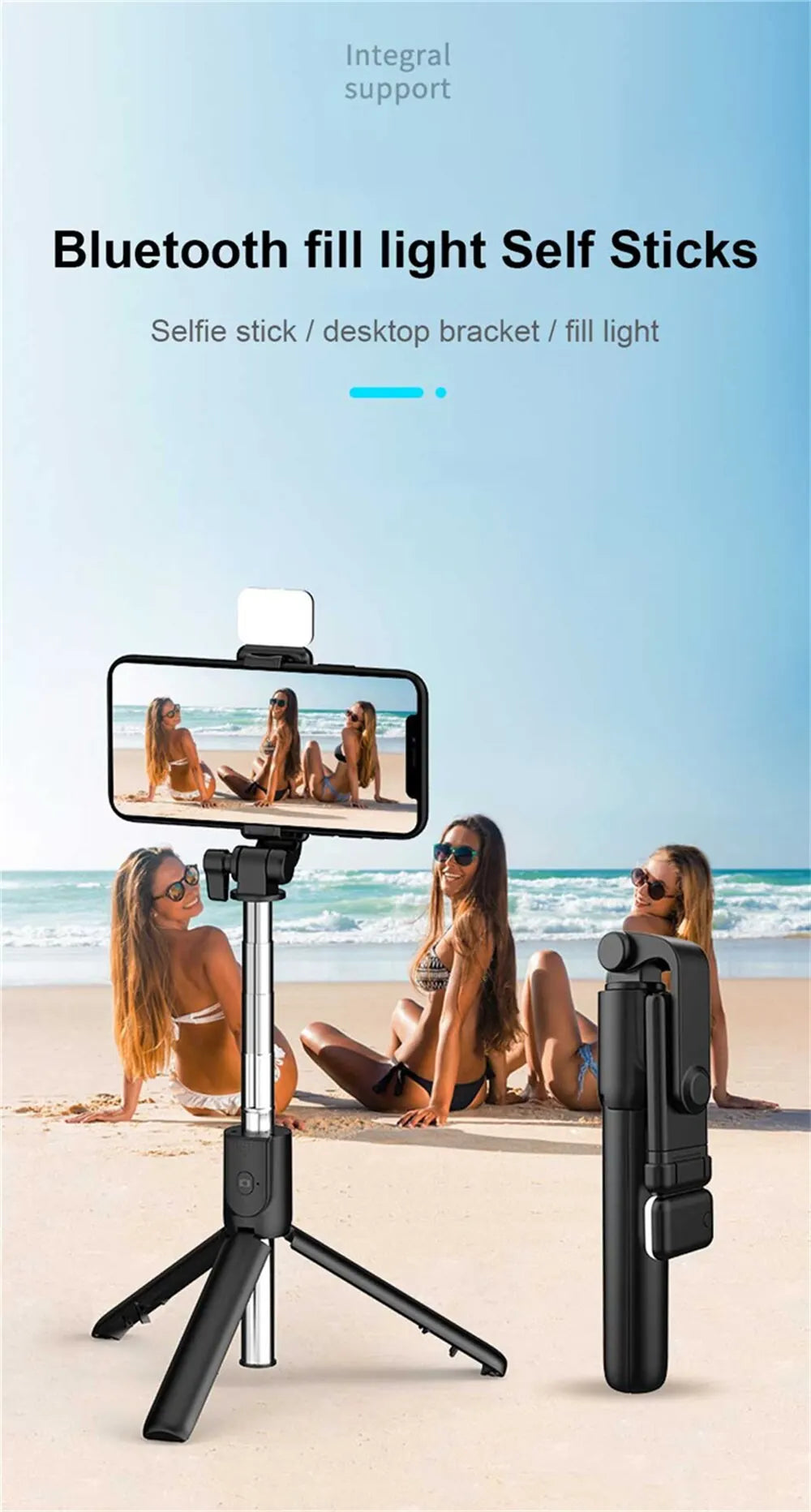 New Bluetooth Selfie Stick Mobile Phone Holder Retractable