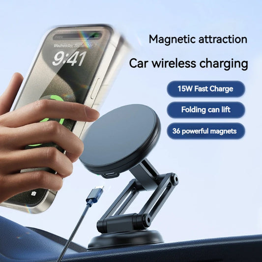 15W Metal Magnetic Car Phone Holder Wireless Charger