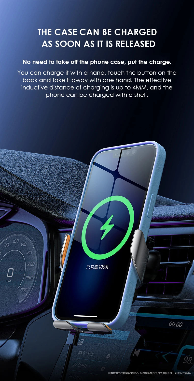Wireless Car Charger Air Vent Auto Clamping Super Fast Charging