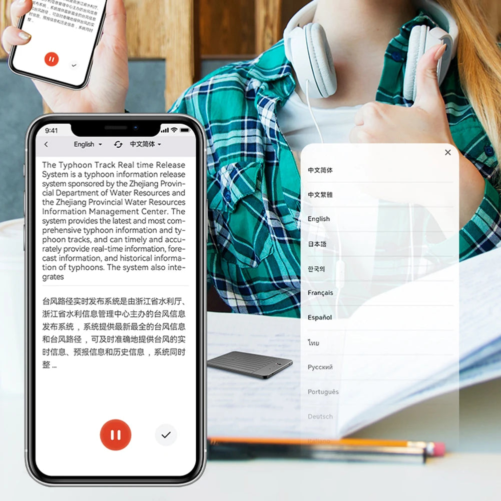 ChatGPT-4 AI Voice Recorder Transcribe & Translation Digital Recording