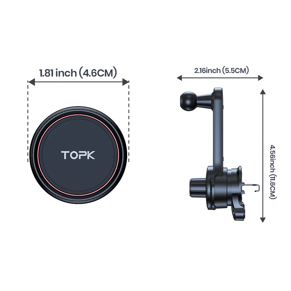 TOPK Magnetic Car Phone Holder Extended Arm 3-Point Support
