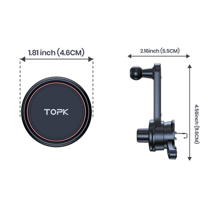 TOPK Magnetic Car Phone Holder Extended Arm 3-Point Support