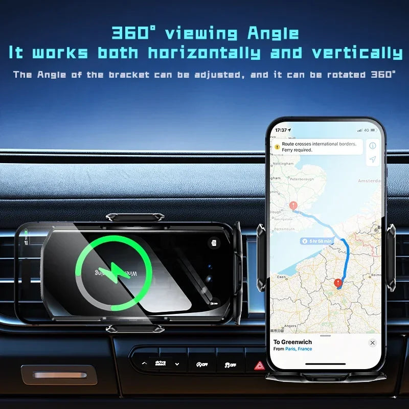 Wireless Car Air Vent Phone Holder 15W Fast Charging