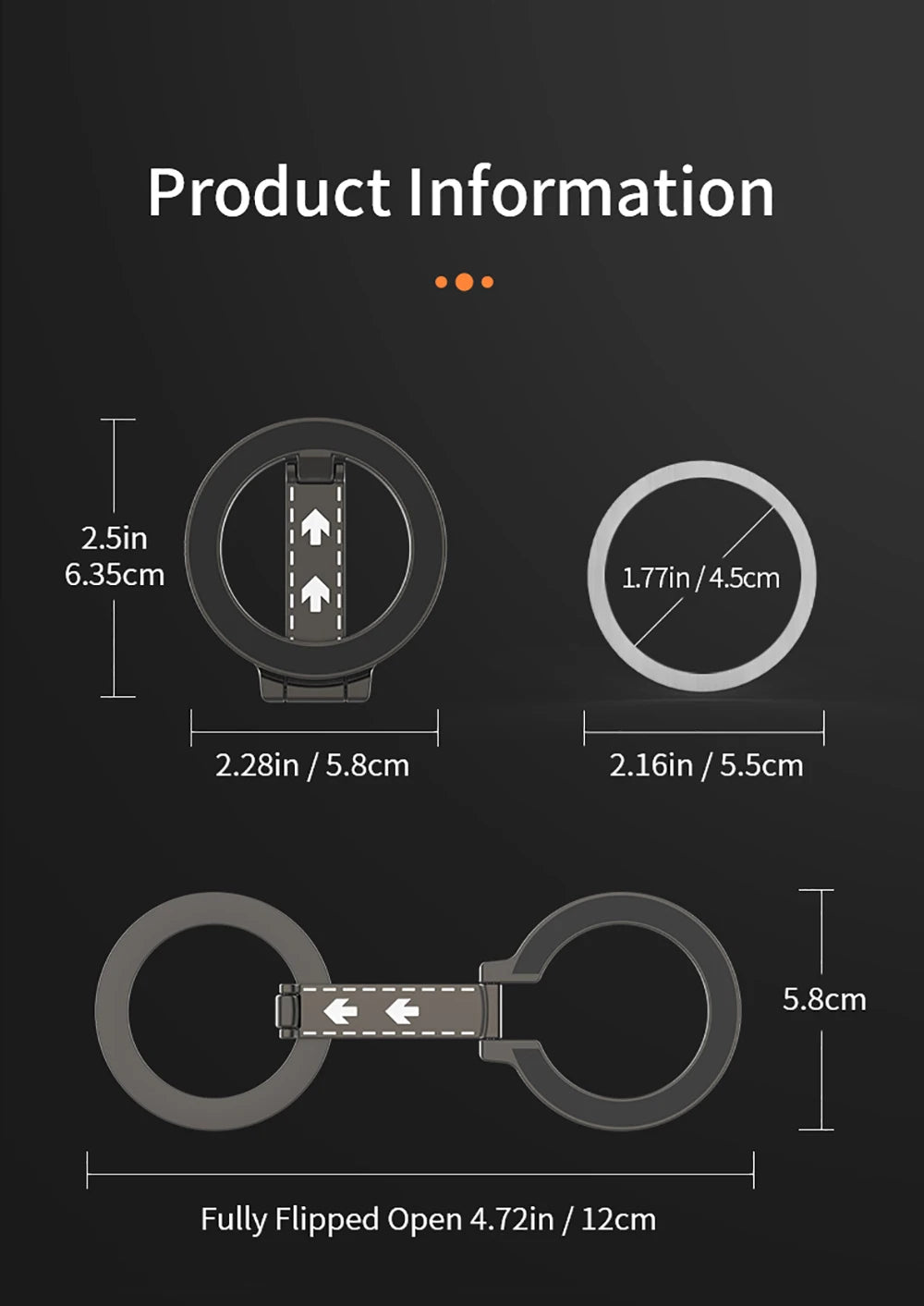 Double-Sided Magnetic Attraction Cell Phone Circular Holder