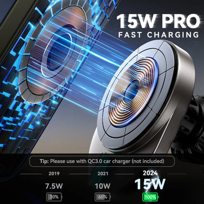 15W Magnetic Phone Holder Mount Charger Fast Wireless Car Charger
