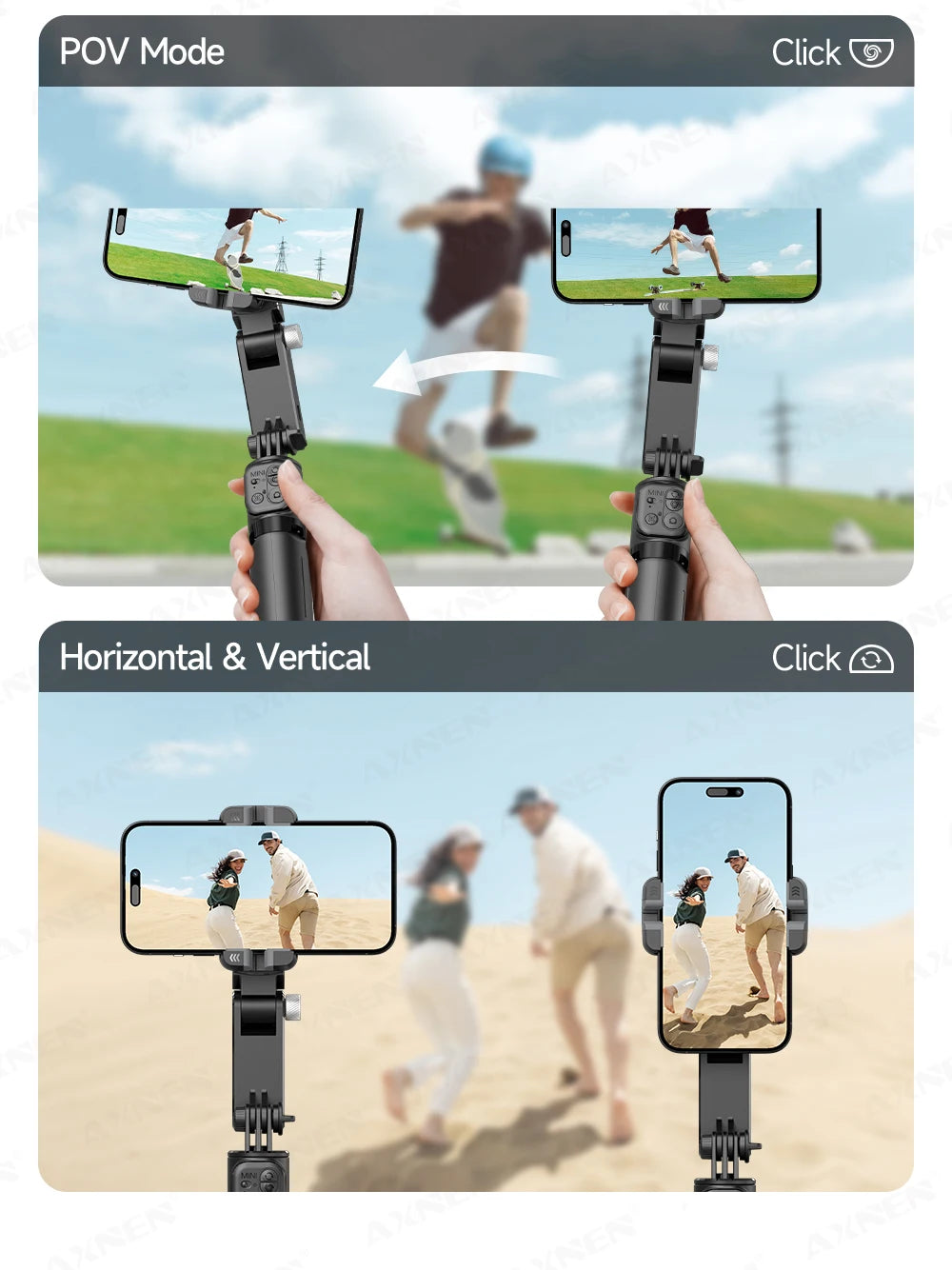 AXNEN AI Desktop Gimbal Tripod Extendable Selfie Stick