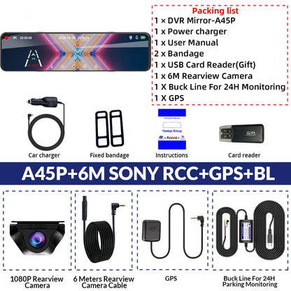 4K Rearview Mirror Driving Recorder HD Night Vision Loop