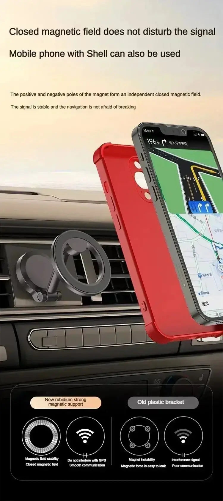 Alloy Folding Magnetic Car Compact Cell Phone Holder