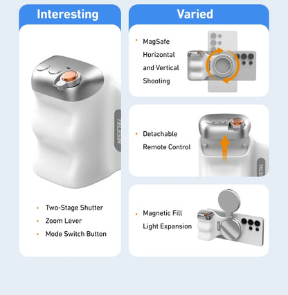 Fun Shot Magnetic Grip, Ergonomic Style Phone Camera Grip