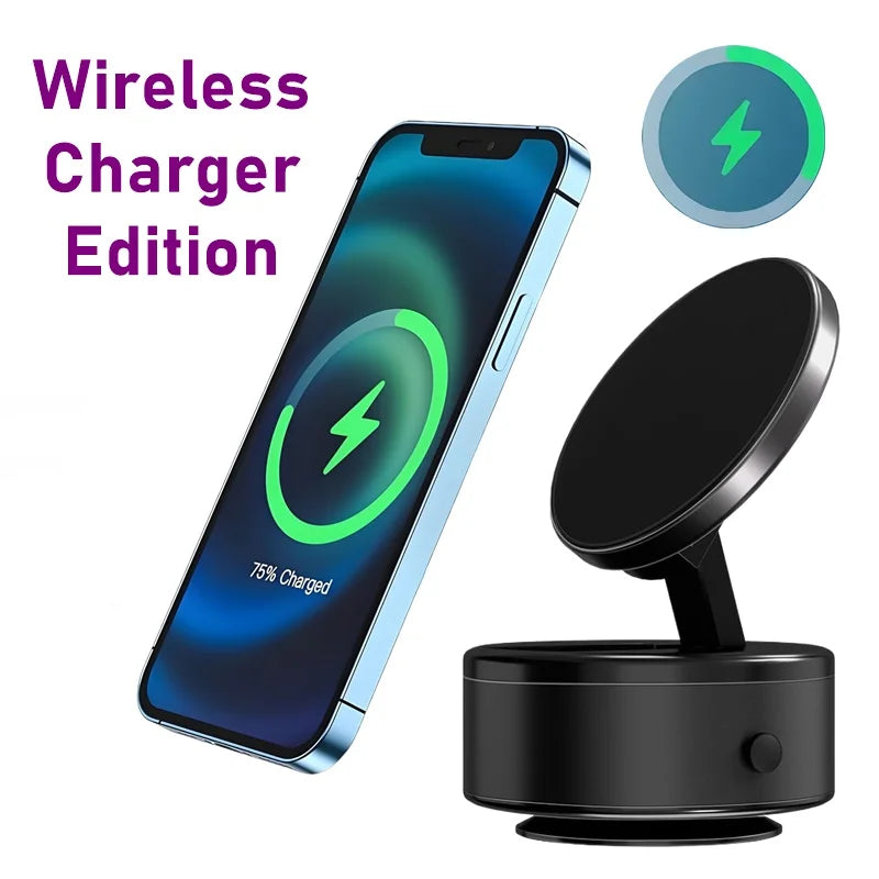 Electric Vacuum Suction Magnetic Car Phone Wireless Charger Holder