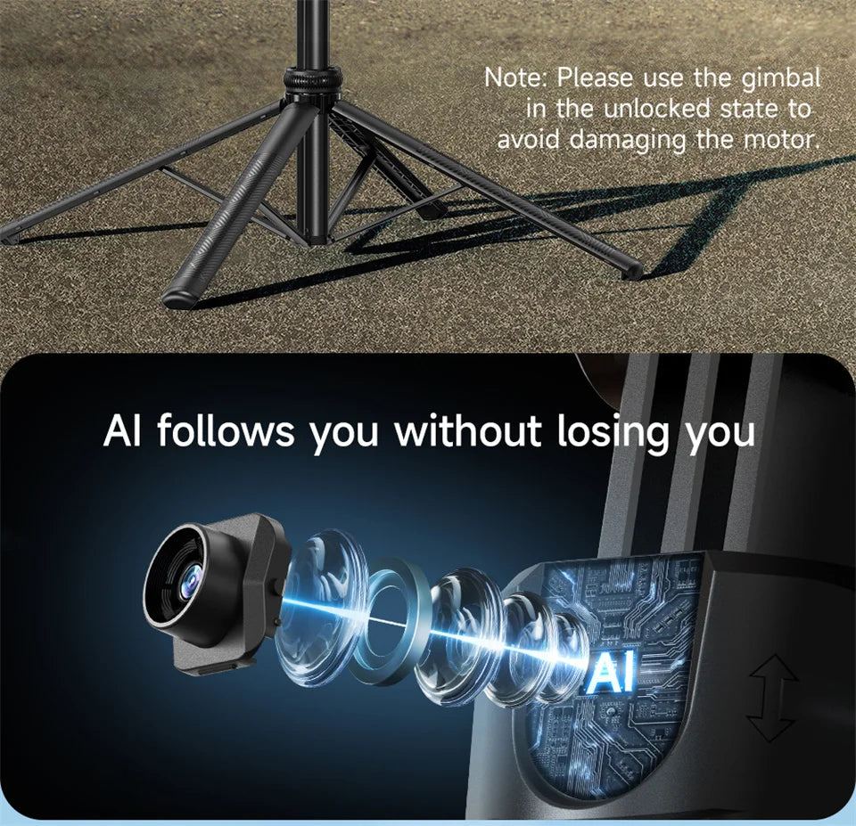 FANGTUOSI 360 Rotation Gimbal Stabilizer ,Selfie Stick Tripod