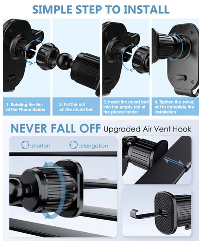 SEAMETAL Car Air Vent Phone Holder Gravity Lock Hook