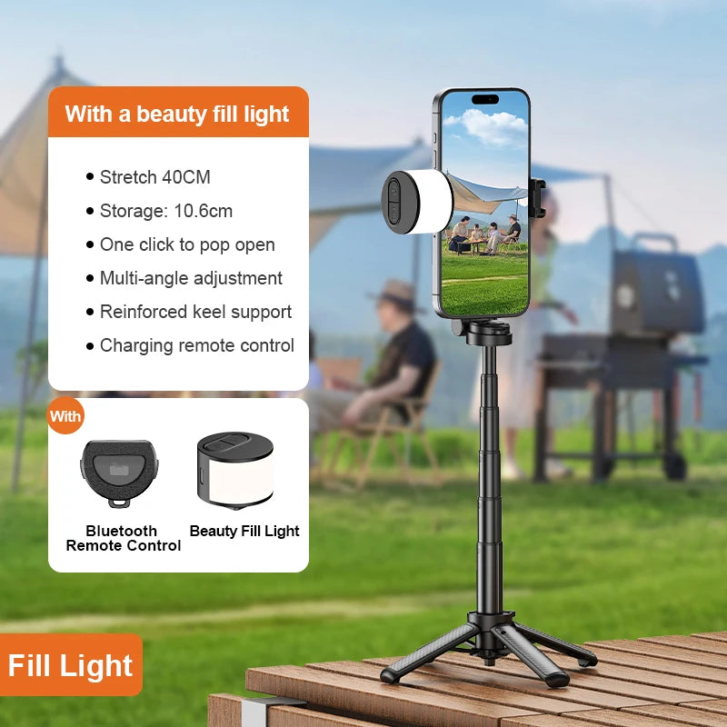 Magnetic Phone Holder 360° Rotation Pocket Selfie Stick Tripod