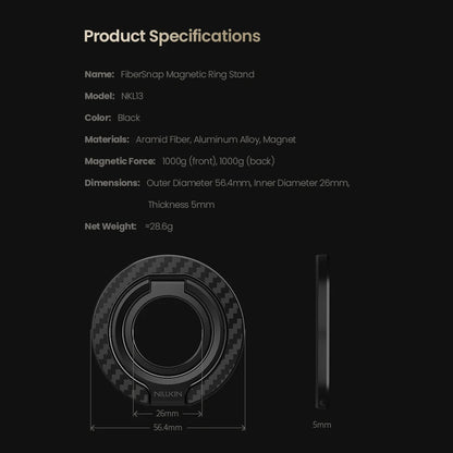 FiberSnap Magnetic Phone Ring Stand Aluminum 360° Rotation