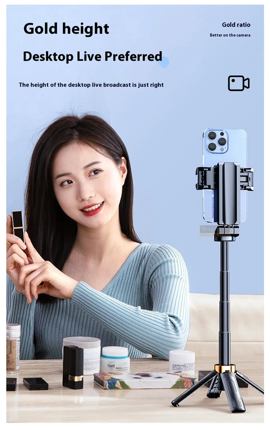 Portable Mini Remote Control Selfie Stick 360 Degree Rotation