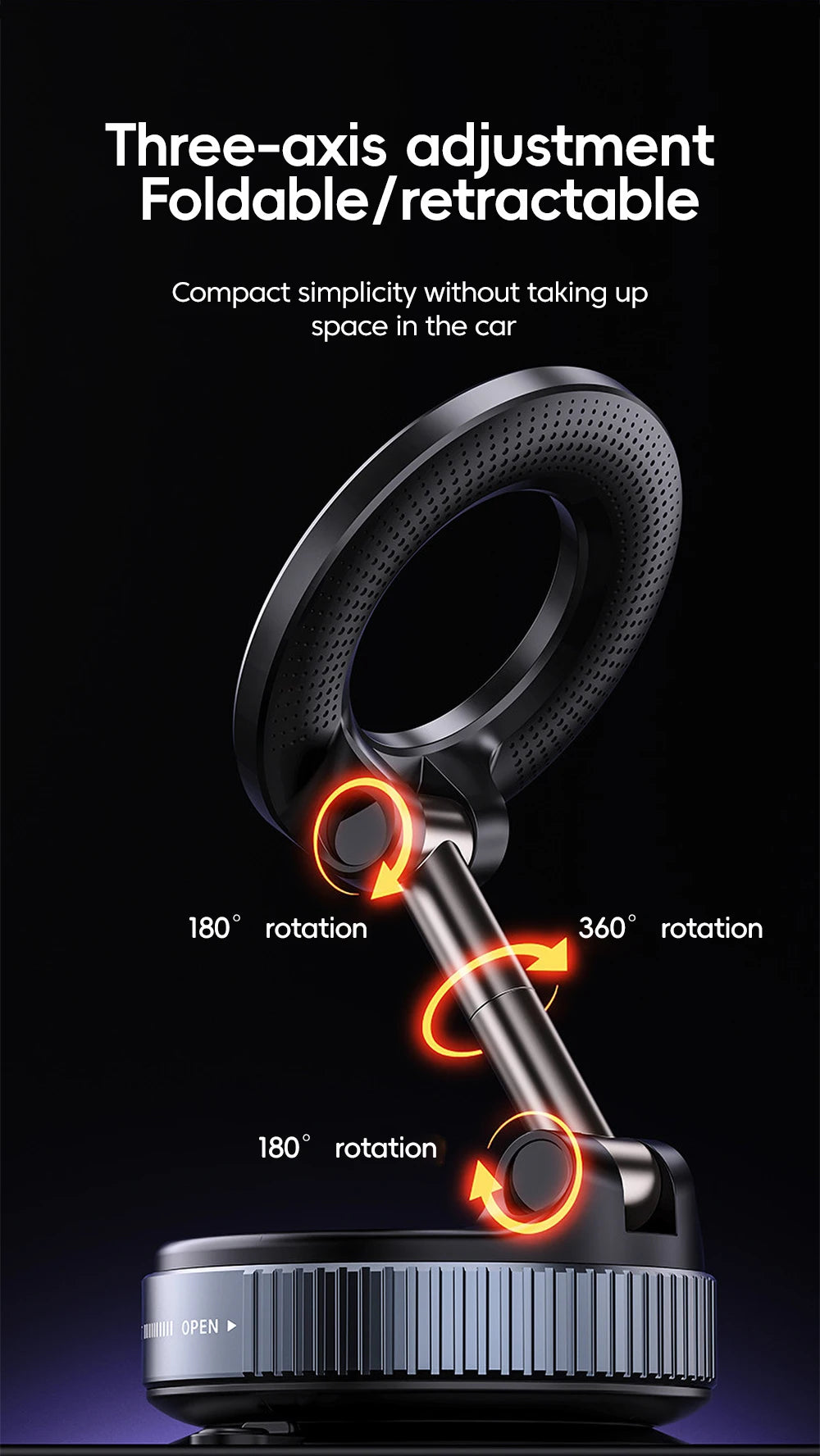 360° Rotation Car Dashboard Holder Magnetic Suction Cup Holder