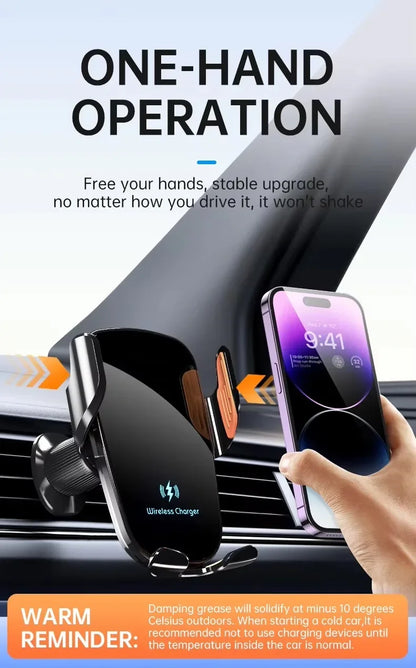 Wireless Car Charger Fast Charge Manual Clamping Air Vent